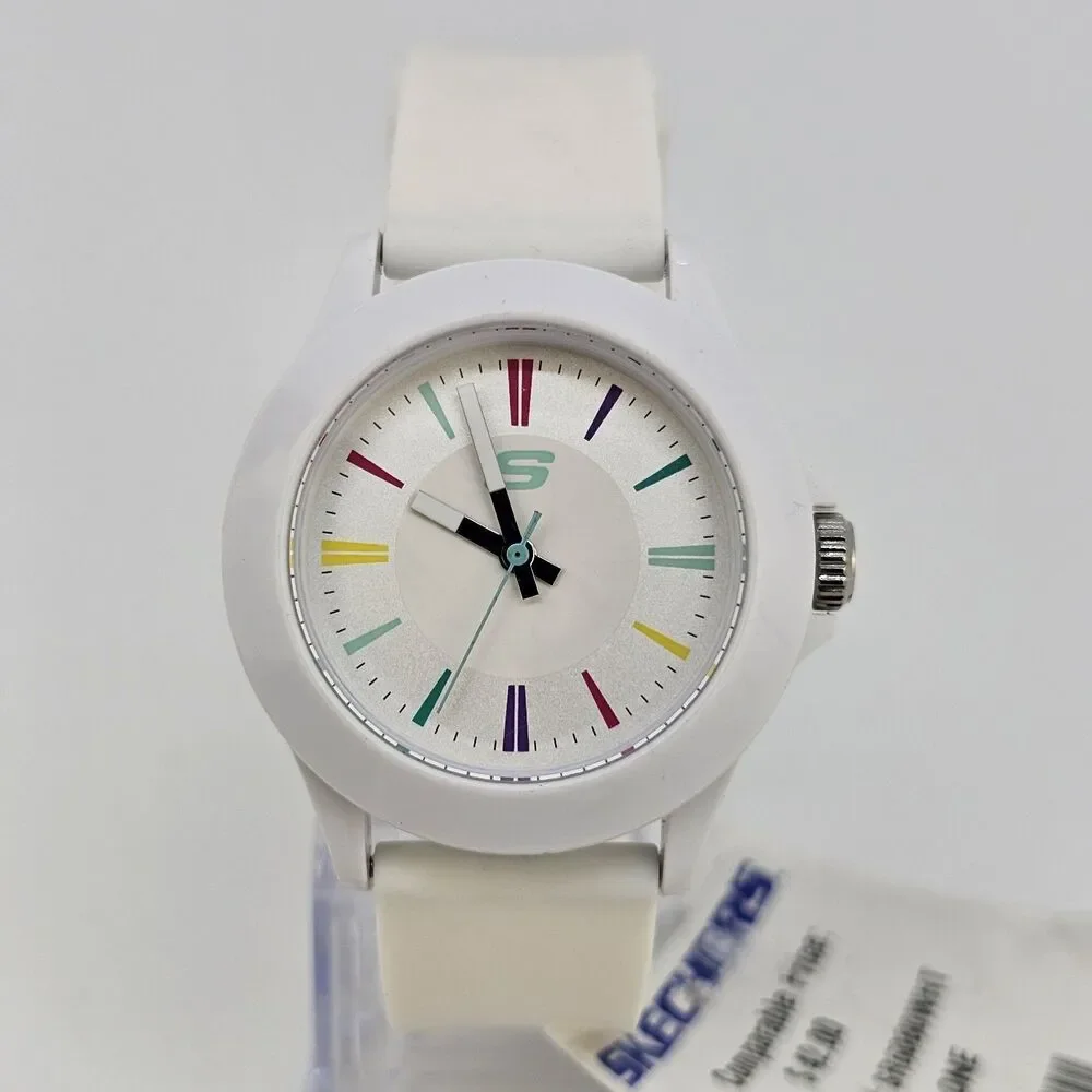 Sketchers Women's Watch‎ 40MM White Dial White Plastic Bands New Battery